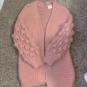 Pink Lily pink bubble sleeve cardigan